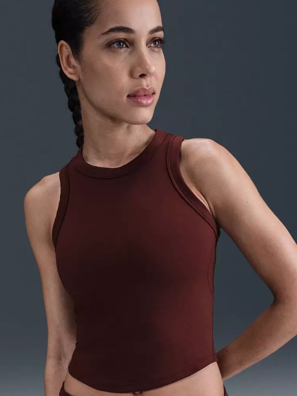 NWT Women's Nike One Fitted Dri-FIT Cropped Tank Top Size L  Burgundy